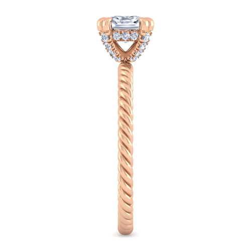 14K Rose Gold Cushion Cut Diamond Engagement Ring