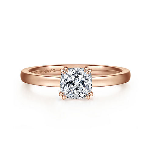 14K Rose Gold Cushion Cut Diamond Engagement Ring