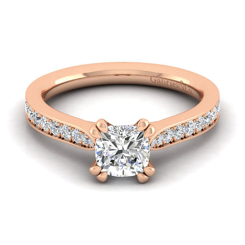 14K Rose Gold Cushion Cut Diamond Engagement Ring