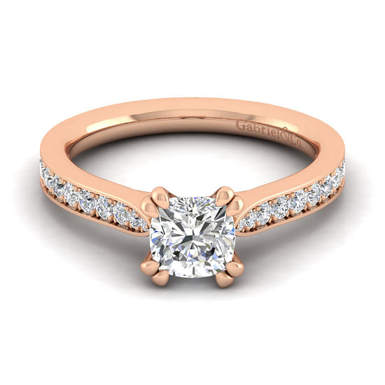 Gabriel - 14K Rose Gold Cushion Cut Diamond Engagement Ring