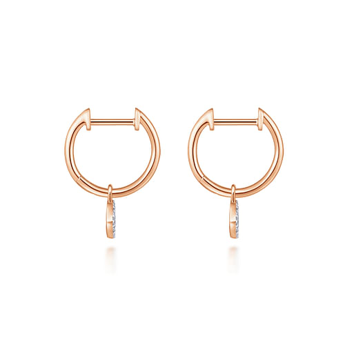 14K Rose Gold Cushion Cut Pavé 10mm Diamond Drop Earrings