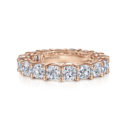 14K Rose Gold Cushion Cut Shared Prong Diamond Eternity Band