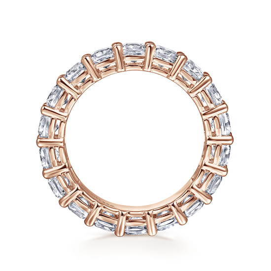 14K Rose Gold Cushion Cut Shared Prong Diamond Eternity Band angle 2 14K Rose Gold Cushion Cut Shared Prong Diamond Eternity Band angle 2