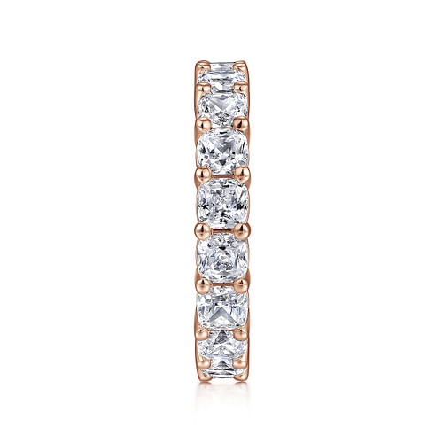 14K Rose Gold Cushion Cut Shared Prong Diamond Eternity Band