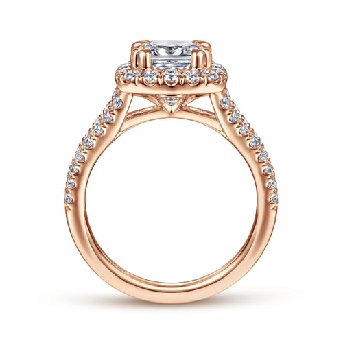 14K Rose Gold Cushion Halo Diamond Engagement Ring