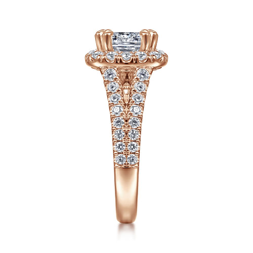 14K Rose Gold Cushion Halo Diamond Engagement Ring