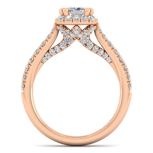 14K Rose Gold Cushion Halo Diamond Engagement Ring