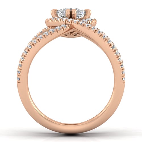14K Rose Gold Cushion Halo Diamond Engagement Ring