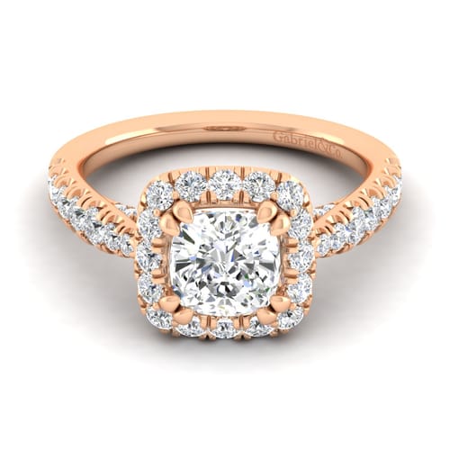 14K Rose Gold Cushion Halo Diamond Engagement Ring 14K Rose Gold Cushion Halo Diamond Engagement Ring