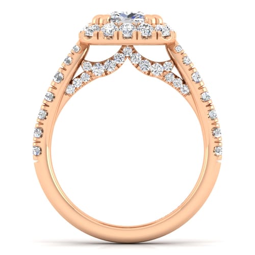 14K Rose Gold Cushion Halo Diamond Engagement Ring 14K Rose Gold Cushion Halo Diamond Engagement Ring