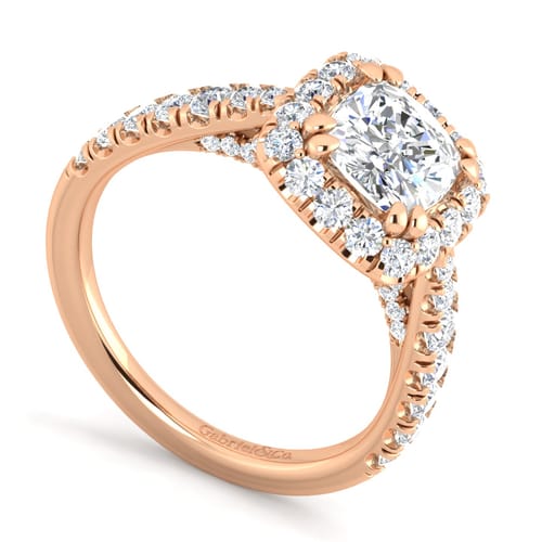 14K Rose Gold Cushion Halo Diamond Engagement Ring 14K Rose Gold Cushion Halo Diamond Engagement Ring