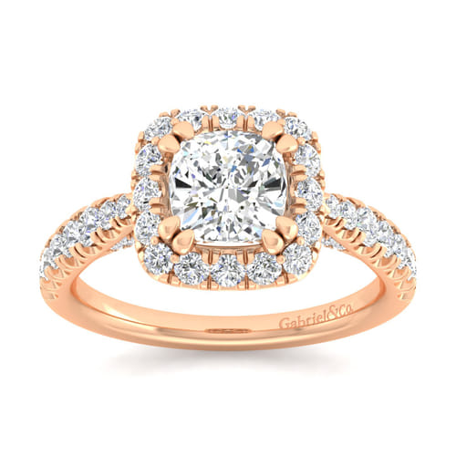 14K Rose Gold Cushion Halo Diamond Engagement Ring 14K Rose Gold Cushion Halo Diamond Engagement Ring