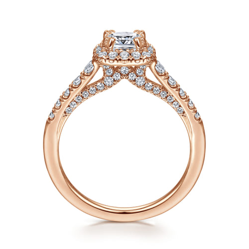 14K Rose Gold Cushion Halo Diamond Engagement Ring