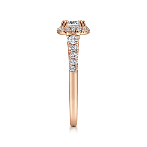 14K Rose Gold Cushion Halo Diamond Engagement Ring