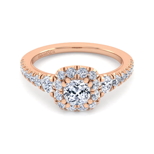 14K Rose Gold Cushion Halo Diamond Engagement Ring 14K Rose Gold Cushion Halo Diamond Engagement Ring