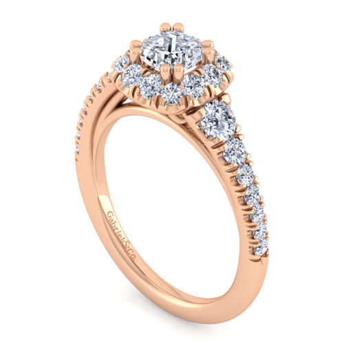 14K Rose Gold Cushion Halo Diamond Engagement Ring 14K Rose Gold Cushion Halo Diamond Engagement Ring