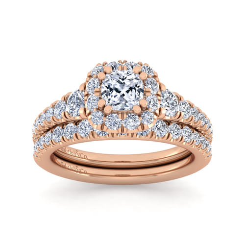 14K Rose Gold Cushion Halo Diamond Engagement Ring 14K Rose Gold Cushion Halo Diamond Engagement Ring