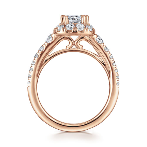 14K Rose Gold Cushion Halo Diamond Engagement Ring