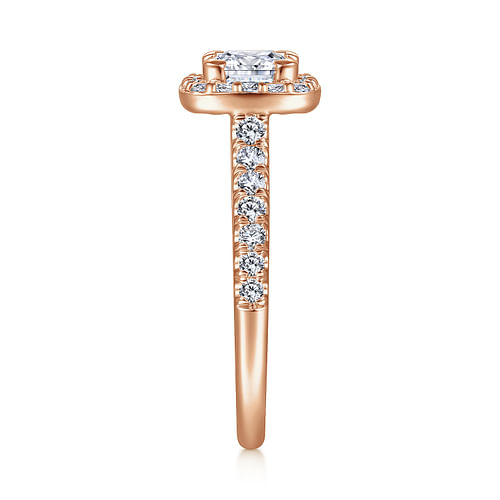 14K Rose Gold Cushion Halo Diamond Engagement Ring