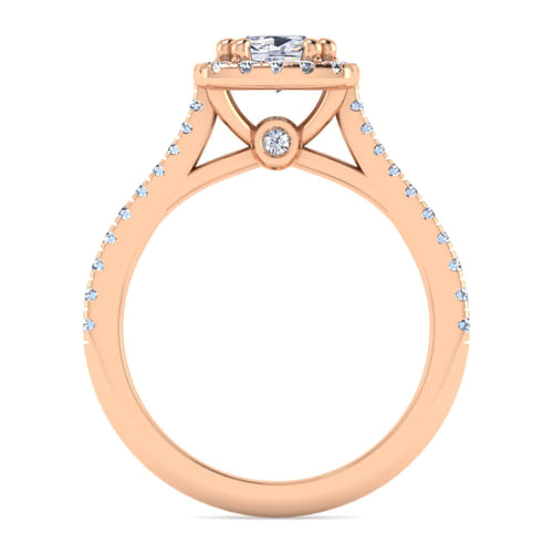 14K Rose Gold Cushion Halo Diamond Engagement Ring