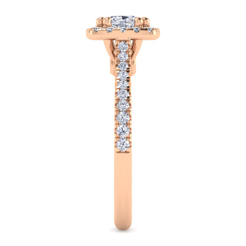 14K Rose Gold Cushion Halo Diamond Engagement Ring