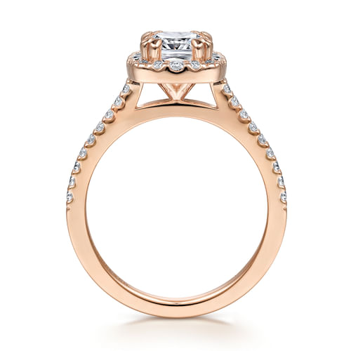 14K Rose Gold Cushion Halo Diamond Engagement Ring