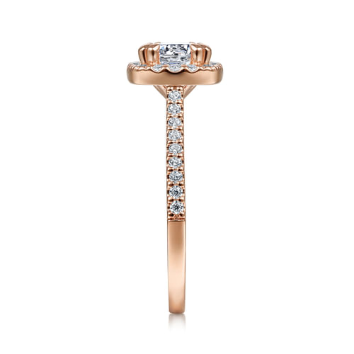 14K Rose Gold Cushion Halo Diamond Engagement Ring