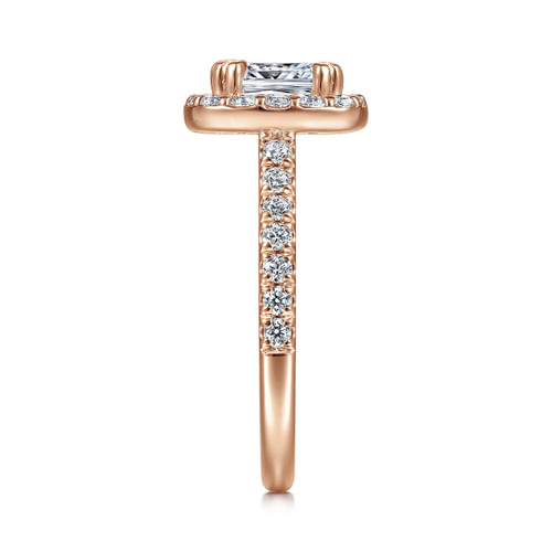 14K Rose Gold Cushion Halo Diamond Engagement Ring
