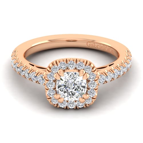 14K Rose Gold Cushion Halo Diamond Engagement Ring 14K Rose Gold Cushion Halo Diamond Engagement Ring