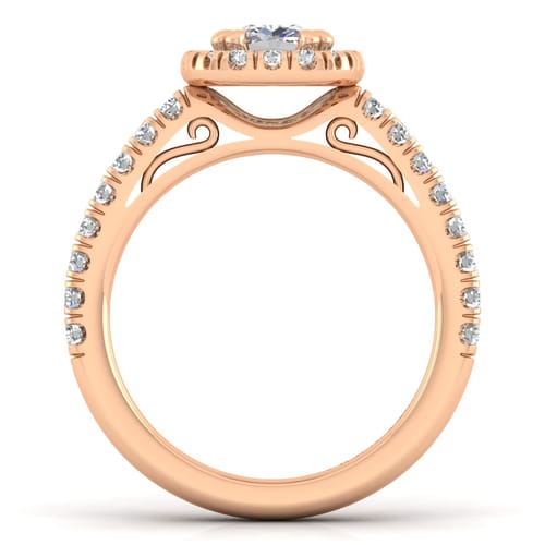 14K Rose Gold Cushion Halo Diamond Engagement Ring 14K Rose Gold Cushion Halo Diamond Engagement Ring