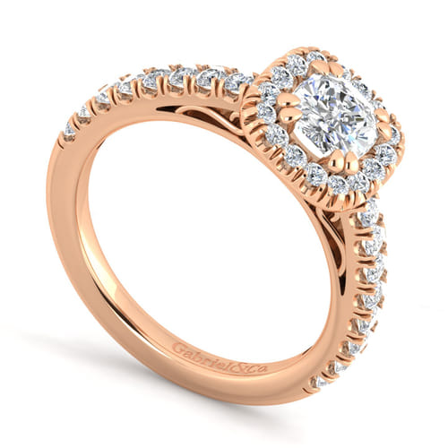 14K Rose Gold Cushion Halo Diamond Engagement Ring 14K Rose Gold Cushion Halo Diamond Engagement Ring