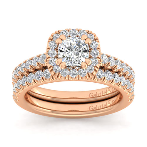 14K Rose Gold Cushion Halo Diamond Engagement Ring 14K Rose Gold Cushion Halo Diamond Engagement Ring