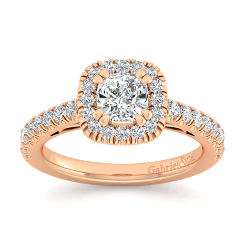 14K Rose Gold Cushion Halo Diamond Engagement Ring 14K Rose Gold Cushion Halo Diamond Engagement Ring
