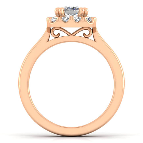 14K Rose Gold Cushion Halo Diamond Engagement Ring