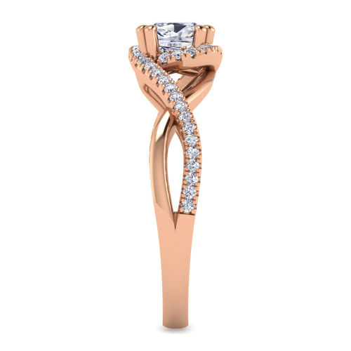 14K Rose Gold Cushion Halo Diamond Engagement Ring