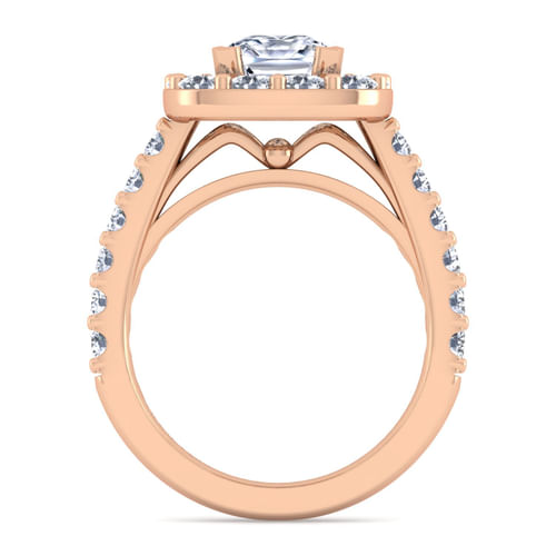 14K Rose Gold Cushion Halo Diamond Engagement Ring