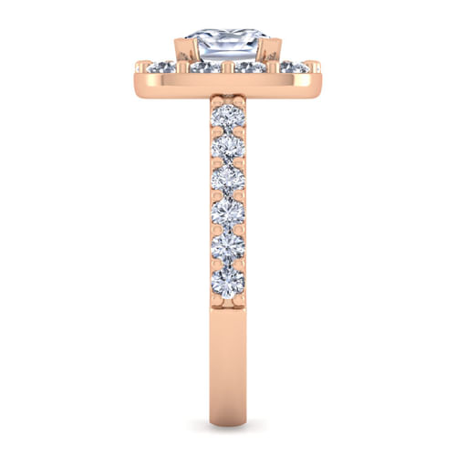 14K Rose Gold Cushion Halo Diamond Engagement Ring