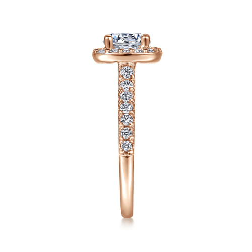 14K Rose Gold Cushion Halo Round Diamond Engagement Ring