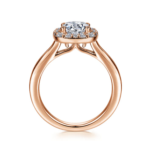 14K Rose Gold Cushion Halo Round Diamond Engagement Ring 14K Rose Gold Cushion Halo Round Diamond Engagement Ring