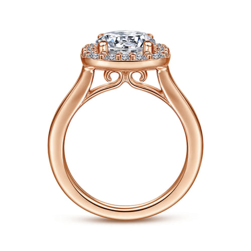 14K Rose Gold Cushion Halo Round Diamond Engagement Ring 14K Rose Gold Cushion Halo Round Diamond Engagement Ring