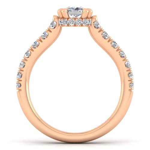 14K Rose Gold Cushion Hidden Halo Diamond Engagement Ring