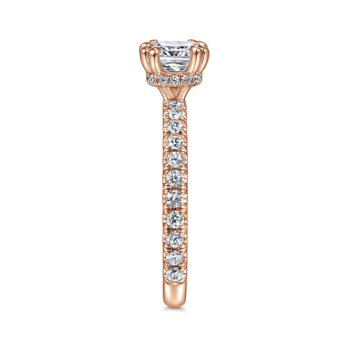 14K Rose Gold Cushion Hidden Halo Diamond Engagement Ring 14K Rose Gold Cushion Hidden Halo Diamond Engagement Ring