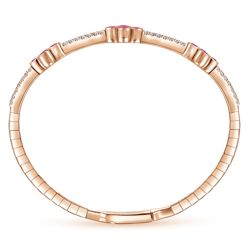 14K Rose Gold Diamond & Ruby Bangle