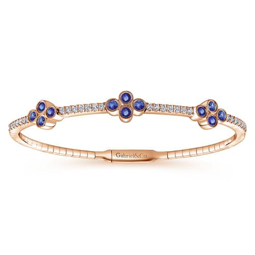 14K Rose Gold Diamond & Sapphire Bangle