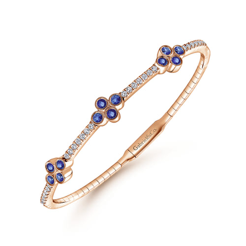 14K Rose Gold Diamond & Sapphire Bangle