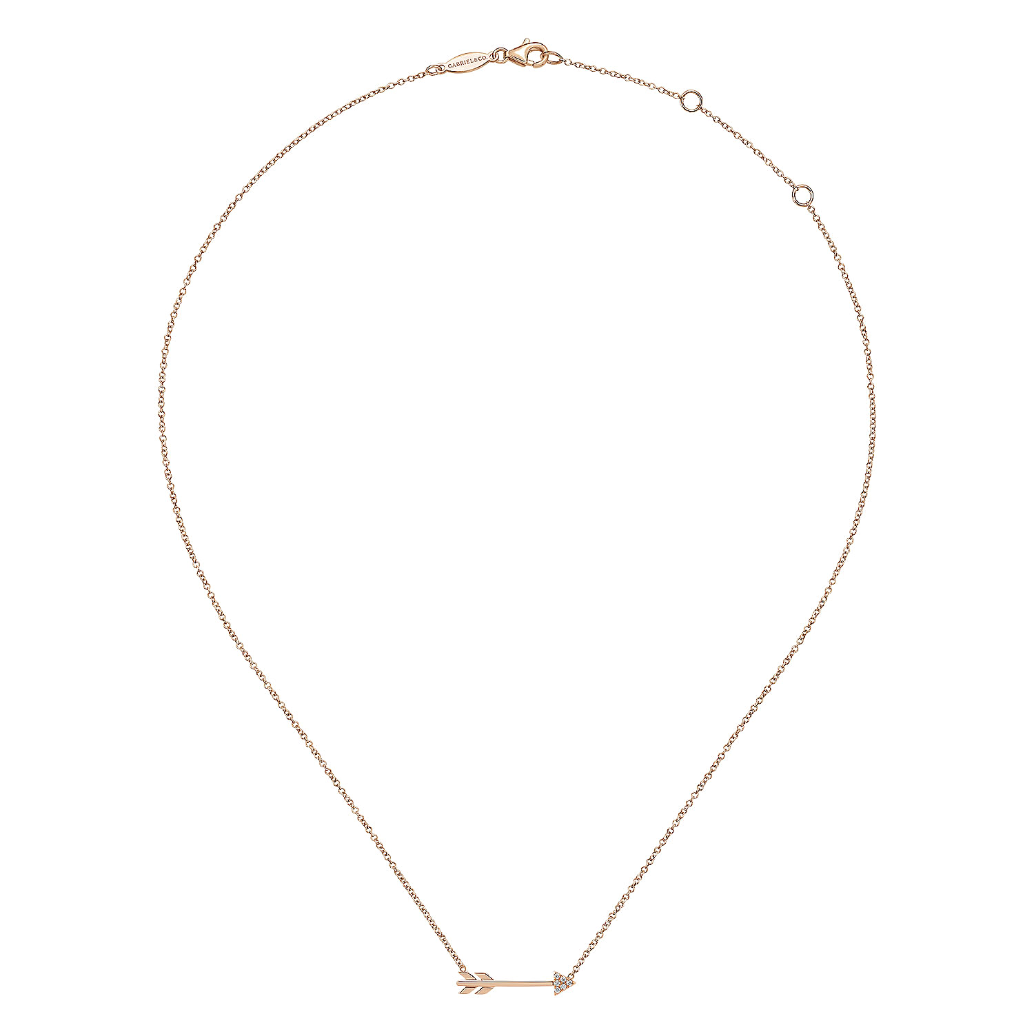 14K Rose Gold Diamond Arrow Necklace