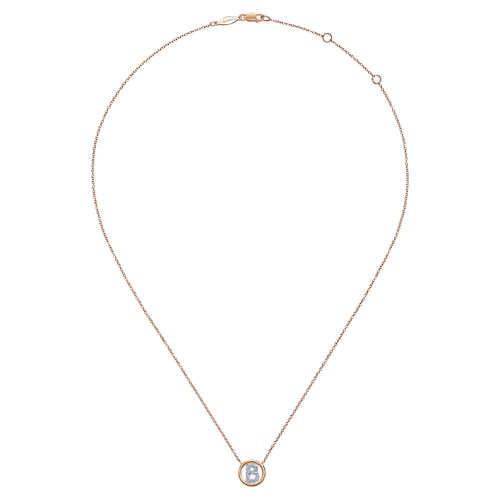 14K Rose Gold Diamond B Initial Pendant Necklace