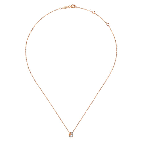 14K Rose Gold Diamond B Initial Pendant Necklace