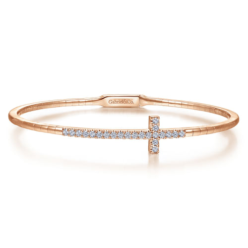 14K Rose Gold Diamond Bangle