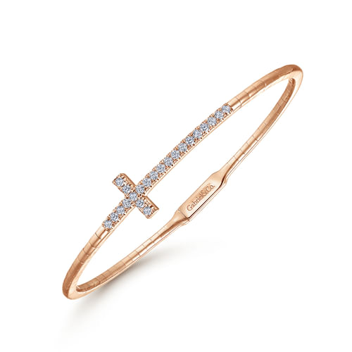 14K Rose Gold Diamond Bangle